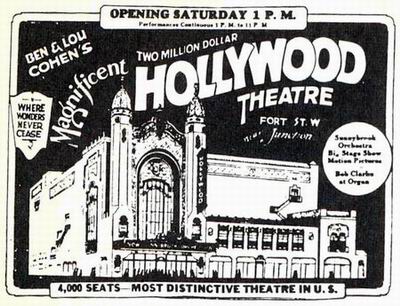 Hollywood Theatre - Old Ad From John Lauter (newer photo)